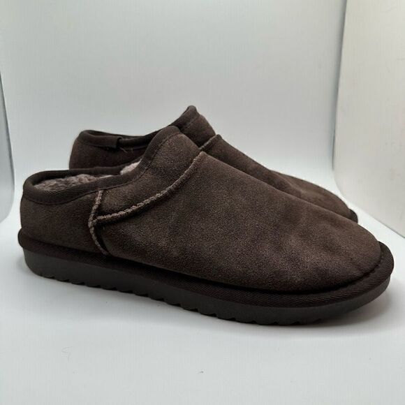 CUSHIONAIRE Women's Faux Shearling Genuine Suede cozy mule slippers +Memory Foam - Picture 1 of 7